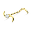 S Shaped with Rhinestone Curved Nose Stud NSKB-631